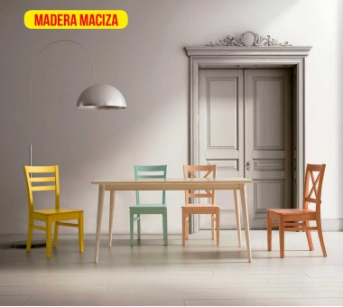 Silla madera maciza y...