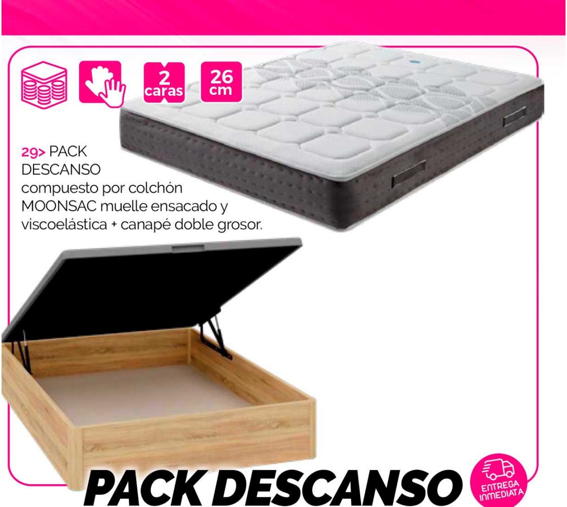 Pack Colchon + Canape Abatible Descansin, 135 x 190