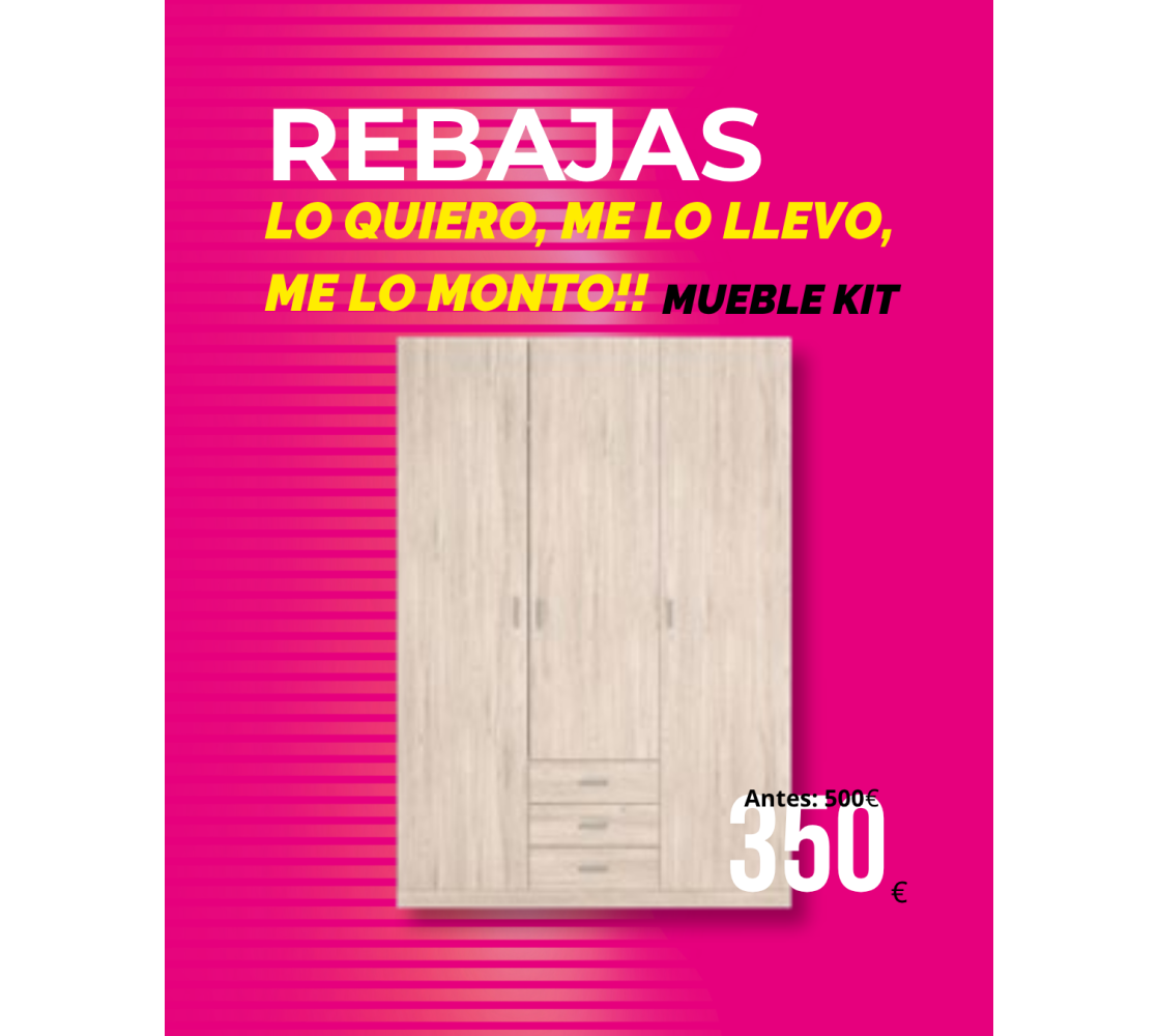 Armario 3 puertas +3 cajones de 150 cm