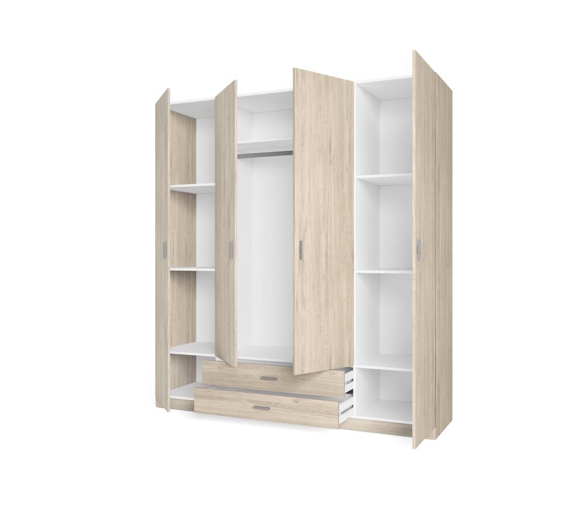 Armario cuatro + puertas dos cajones 200 cm