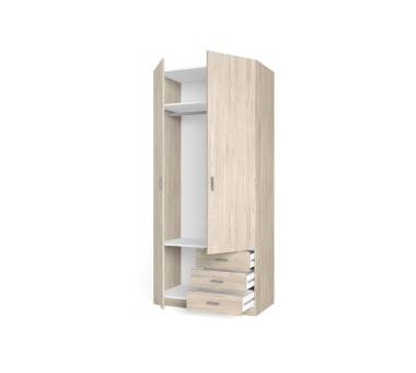 Armario dos puertas tres cajones 100cm