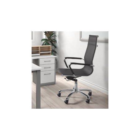 Savena Office Chair: Chromed Elegance and Breathable Comfort
