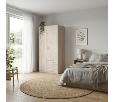 Kleiderschrank Roma (100 cm): 2 Türen + 3 Schubladen