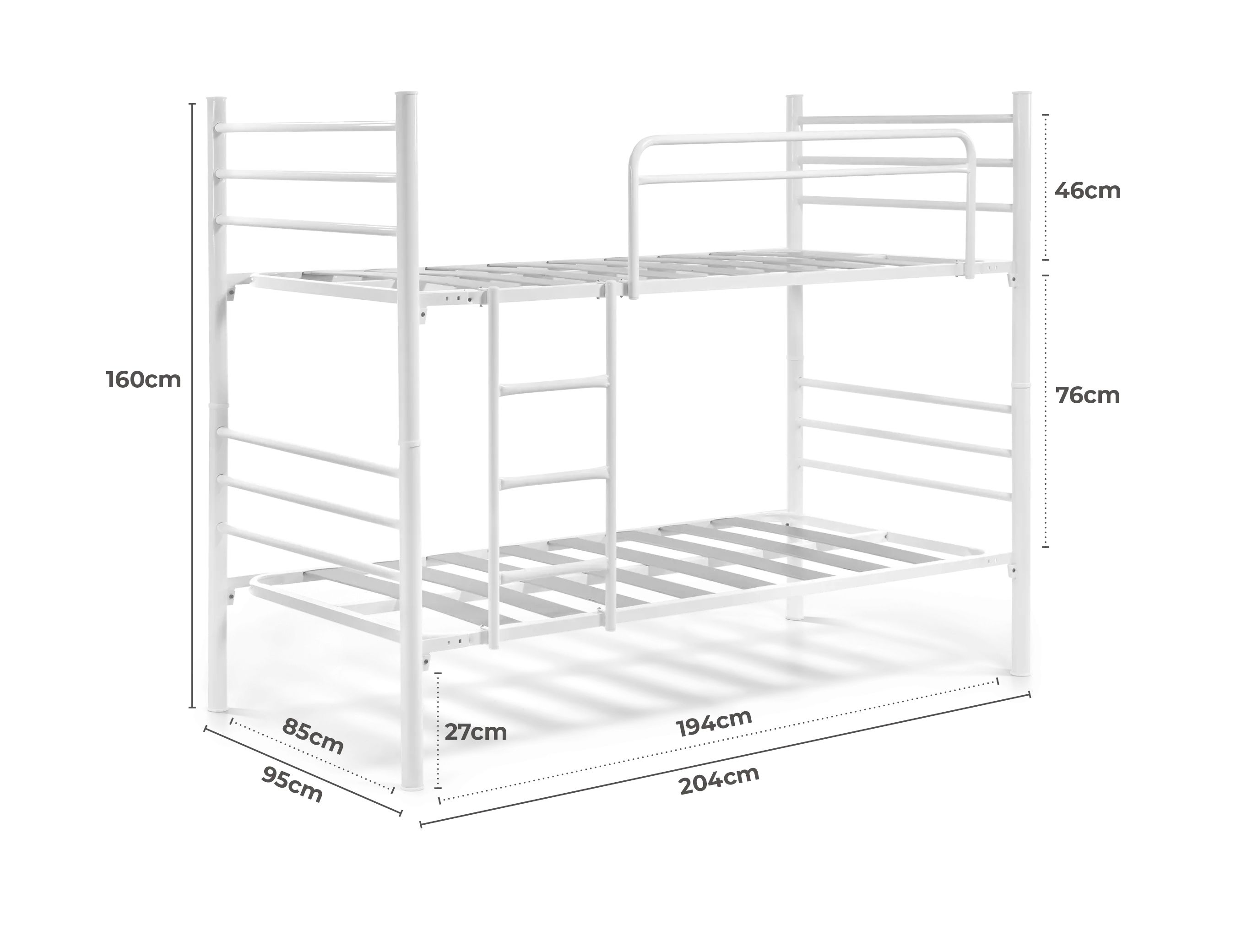 Esquema con medidas de la litera
